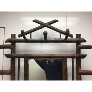 Faux Bamboo Mirrored Coat Rack-Mirror-Antique Warehouse
