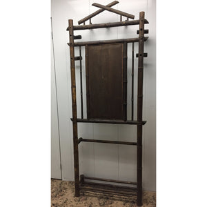 Faux Bamboo Mirrored Coat Rack-Mirror-Antique Warehouse