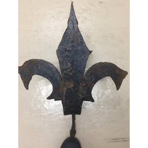 French 19th Century Forged Iron Fleur de Lis Torchère Sconces - a pair-Sconces-Antique Warehouse