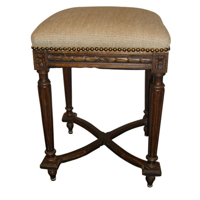 French Carved Walnut Stool-Stool-Antique Warehouse