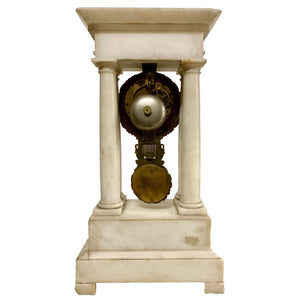 French Charles X Marble and Brass Portico Mantel Clock Circa 1860-Clock-Antique Warehouse