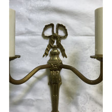 Load image into Gallery viewer, French Louis XVI Bronze Cast Two Arm Ribbon Sconces - a Pair-Sconces-Antique Warehouse