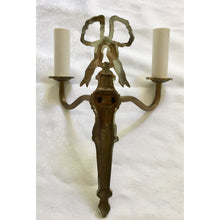 Load image into Gallery viewer, French Louis XVI Bronze Cast Two Arm Ribbon Sconces - a Pair-Sconces-Antique Warehouse