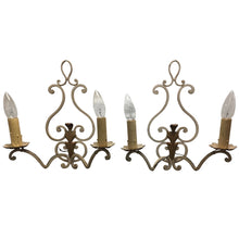 Load image into Gallery viewer, French Painted Wrought Iron Sconces - a pair-Sconces-Antique Warehouse