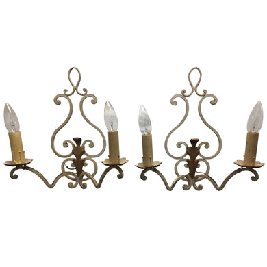 French Painted Wrought Iron Sconces - a pair-Sconces-Antique Warehouse