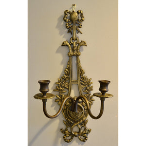 French Two Candle Brass Sconce-Sconces-Antique Warehouse