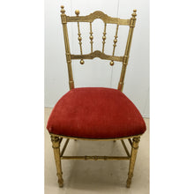 Load image into Gallery viewer, Gold Painted Chair with Red Velour Seat-Chairs-Antique Warehouse