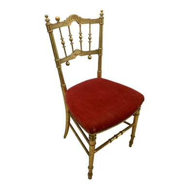 Gold Painted Chair with Red Velour Seat-Chairs-Antique Warehouse