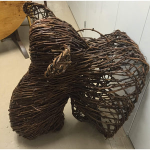 Grapevine Wicker Moose Head-Sculpture-Antique Warehouse