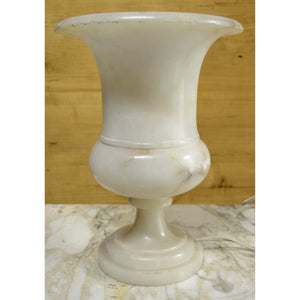 Italian Art Deco White Marble Urn Table Lamp-Lamp-Antique Warehouse
