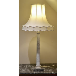 Italian NeoClassical White Marble Column Table Lamp - 41" Tall-Lamp-Antique Warehouse