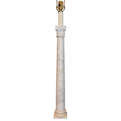 Italian NeoClassical White Marble Column Table Lamp - 41