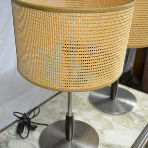 Italian Penta Table Lamp | Bedside Lamp with Cane Woven Textured Shades-Lamp-Antique Warehouse