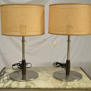 Italian Penta Table Lamp | Bedside Lamp with Cane Woven Textured Shades-Lamp-Antique Warehouse