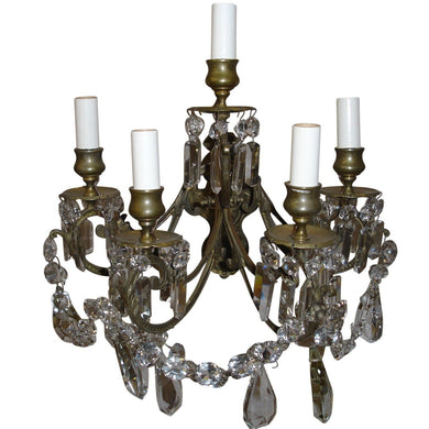 Louis XV French Bronze and Crystal Sconces - 5 Light - a pair-Sconces-Antique Warehouse