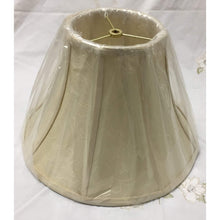 Load image into Gallery viewer, Medium Cream Shallow Bell Lampshade with Fabric Panels - A Pair - 14&quot;W x 9.5&quot;H-Lampshade-Antique Warehouse