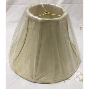 Medium Cream Shallow Bell Lampshade with Fabric Panels - A Pair - 14"W x 9.5"H-Lampshade-Antique Warehouse