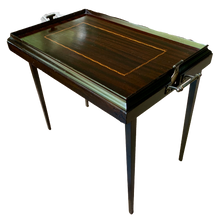 Load image into Gallery viewer, Mid Century Folding Mahogany Inlaid Butlers Side Tray Table-Table-Antique Warehouse