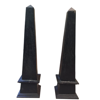 Mid Century Neoclassical Iron Obelisks - a Pair-Decorative-Antique Warehouse
