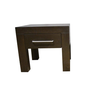 Modern Square Motif Ebonized Nightstands | Side Tables | End Tables - a Pair-Side Table-Antique Warehouse
