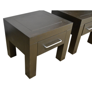 Modern Square Motif Ebonized Nightstands | Side Tables | End Tables - a Pair-Side Table-Antique Warehouse