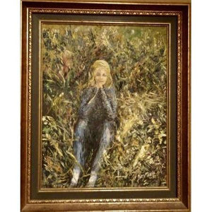 Oil Painting of Woman in Garden by Ruth Slater-Art-Antique Warehouse