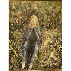 Oil Painting of Woman in Garden by Ruth Slater-Art-Antique Warehouse