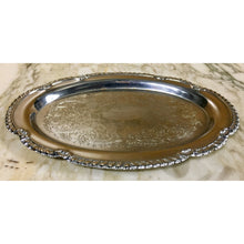 Load image into Gallery viewer, Oval Silver Tray with Scalloped Edge and Etched Design - 9.5&quot; x 6.5&quot;-Accessories-Antique Warehouse