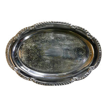 Load image into Gallery viewer, Oval Silver Tray with Scalloped Edge and Etched Design - 9.5&quot; x 6.5&quot;-Accessories-Antique Warehouse