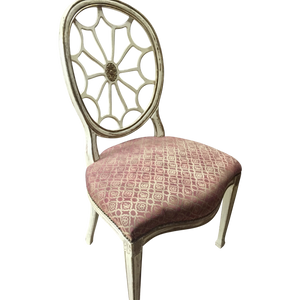 Painted Spider Back Hepplewhite Chairs with Patterned Upholstery - a Pair-Chairs-Antique Warehouse