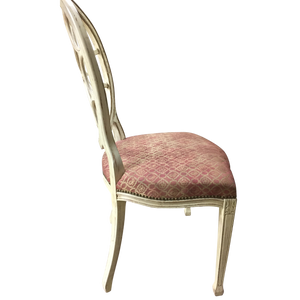 Painted Spider Back Hepplewhite Chairs with Patterned Upholstery - a Pair-Chairs-Antique Warehouse