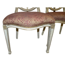 Load image into Gallery viewer, Painted Spider Back Hepplewhite Chairs with Patterned Upholstery - a Pair-Chairs-Antique Warehouse