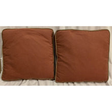 Load image into Gallery viewer, Pair of Auburn Square Pillows with Gold Piping-Antique Warehouse