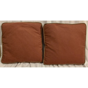 Pair of Auburn Square Pillows with Gold Piping-Antique Warehouse
