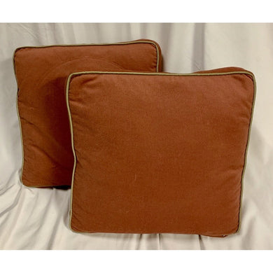 Pair of Auburn Square Pillows with Gold Piping-Antique Warehouse