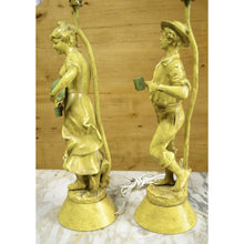 Load image into Gallery viewer, Pair of Boy &amp; Girl Yellow Table Lamps-Lamp-Antique Warehouse