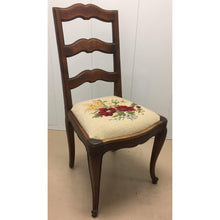 Load image into Gallery viewer, Pair of French Walnut Ladder Back Chairs with Rose Needlepoint seats-Chairs-Antique Warehouse