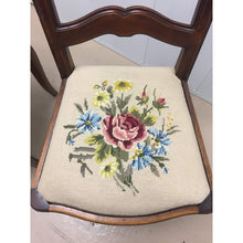 Load image into Gallery viewer, Pair of French Walnut Ladder Back Chairs with Rose Needlepoint seats-Chairs-Antique Warehouse