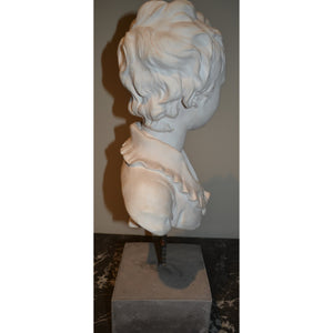 Sculpture, Bust - Young Man's Head on Stone Pedestal-Sculpture-Antique Warehouse