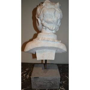 Sculpture, Bust - Young Man's Head on Stone Pedestal-Sculpture-Antique Warehouse