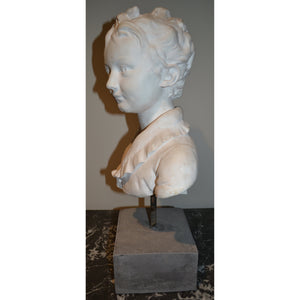 Sculpture, Bust - Young Man's Head on Stone Pedestal-Sculpture-Antique Warehouse