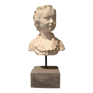 Sculpture, Bust - Young Man's Head on Stone Pedestal-Sculpture-Antique Warehouse