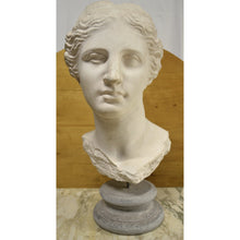 Load image into Gallery viewer, Sculpture - Greek Goddess Bust on Round Stone Pedestal-Sculpture-Antique Warehouse