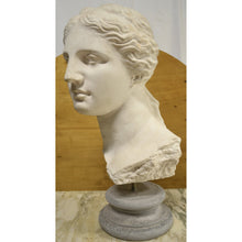 Load image into Gallery viewer, Sculpture - Greek Goddess Bust on Round Stone Pedestal-Sculpture-Antique Warehouse