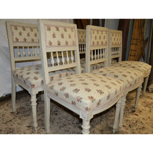 Load image into Gallery viewer, Set of 8 Painted French Chairs with Rose pattern upholstery (2 end, 6 side)-Chairs-Antique Warehouse