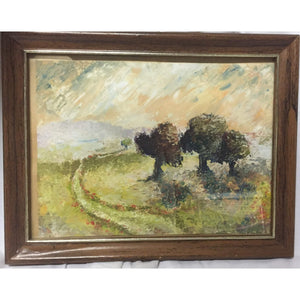 Small Vintage Painting of Landscape (trees in meadow)-Art-Antique Warehouse