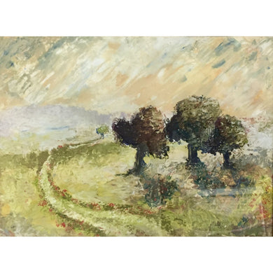 Small Vintage Painting of Landscape (trees in meadow)-Art-Antique Warehouse