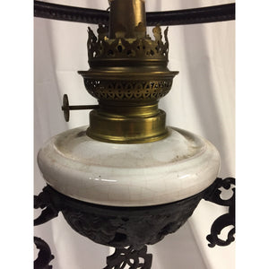 Victorian Cast Iron Hanging Library Oil Lamp | Chandelier-Chandelier-Antique Warehouse