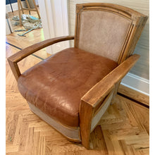 Load image into Gallery viewer, Vintage Bamboo Rattan &amp; Leather Lounge Arm Chair-Chairs-Antique Warehouse