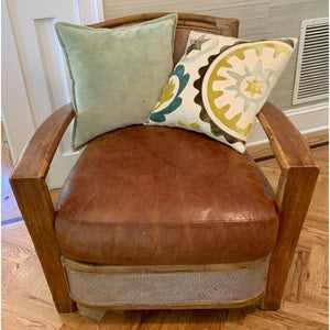 Vintage Bamboo Rattan & Leather Lounge Arm Chair-Chairs-Antique Warehouse